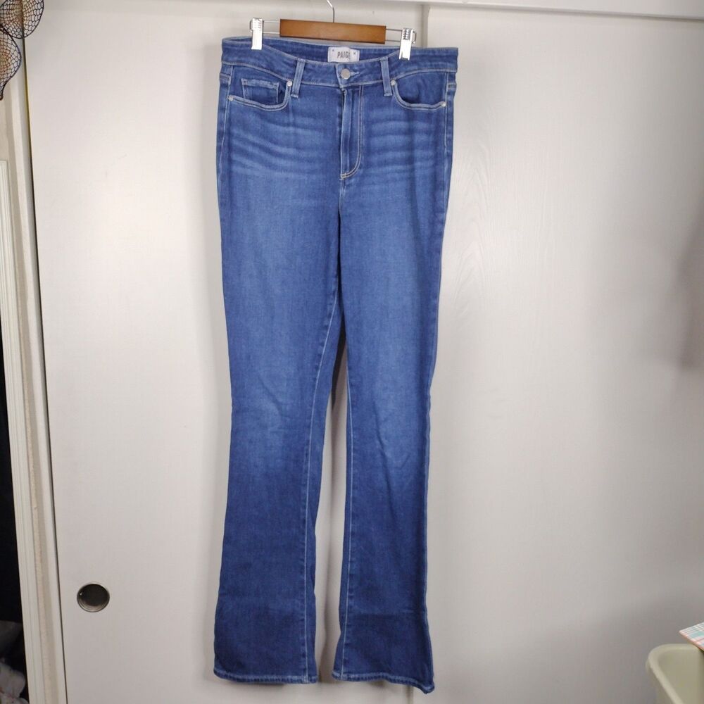 Paige Hourglass High Rise Boot Cut Jeans Medium Wash Womens Size 31 Blue Denim